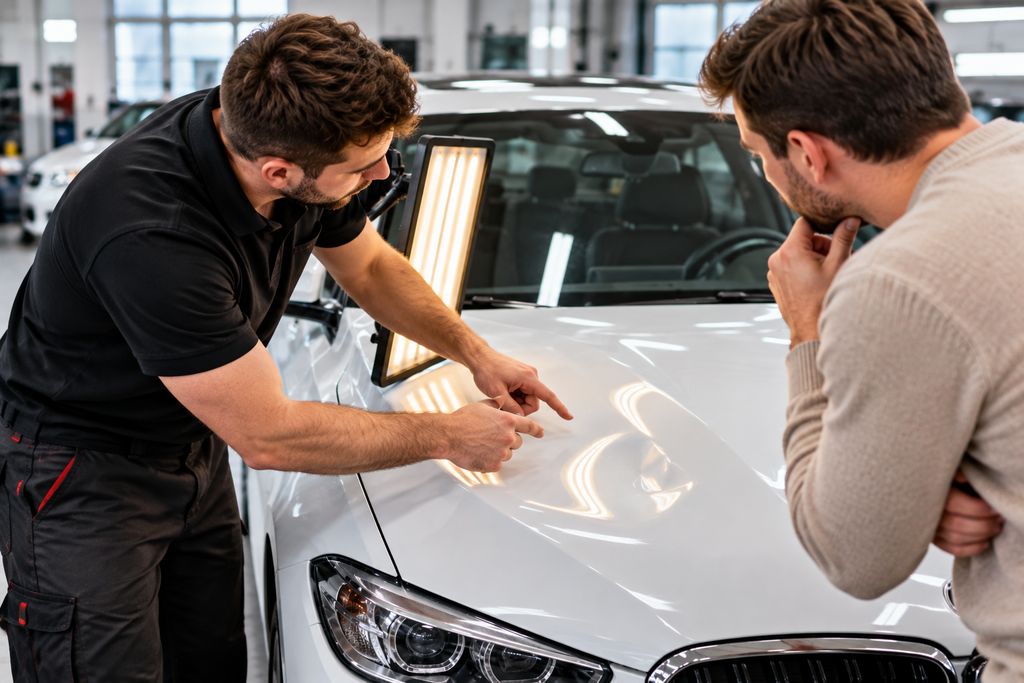 delleninspektion in der autowerkstatt