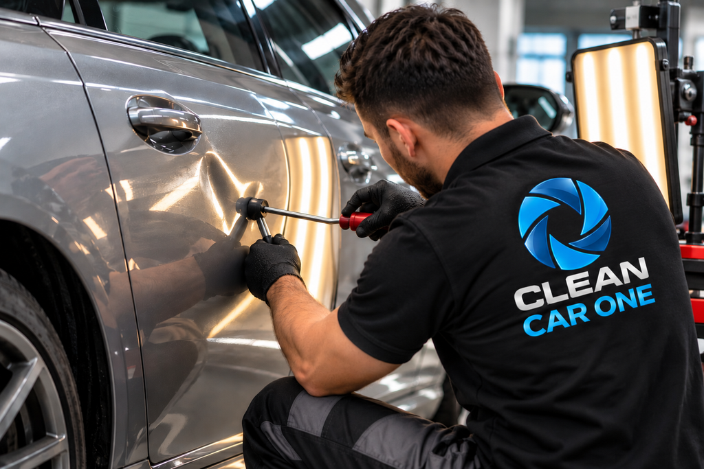 professionelle dellenreparatur in der werkstatt